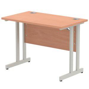 Impulse Straight Desk Beech Top Silver Cantilever Leg - Price Crash Furniture