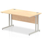 Impulse Straight Desk Maple Top Silver Cantilever Leg - Price Crash Furniture