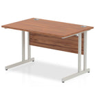 Impulse Straight Desk Walnut Top Silver Cantilever Leg - Price Crash Furniture