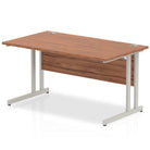 Impulse Straight Desk Walnut Top Silver Cantilever Leg - Price Crash Furniture