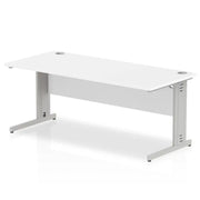 Impulse Straight Desk White Top Silver Cable Managed Leg - Price Crash Furniture