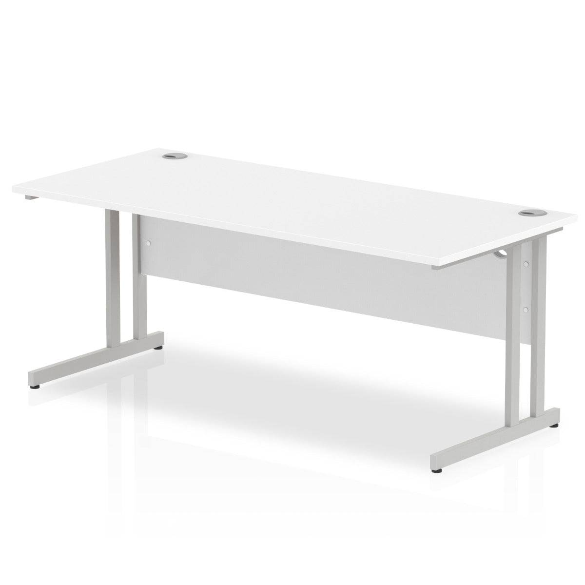 Impulse Straight Desk White Top Silver Cantilever Leg - Price Crash Furniture