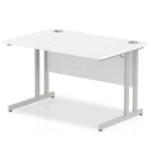 Impulse Straight Desk White Top Silver Cantilever Leg - Price Crash Furniture