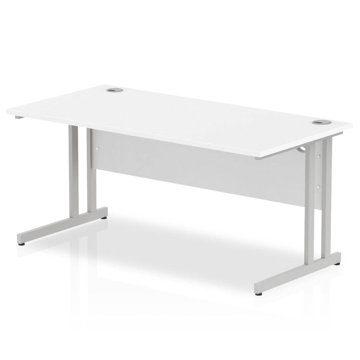 Impulse Straight Desk White Top Silver Cantilever Leg - Price Crash Furniture