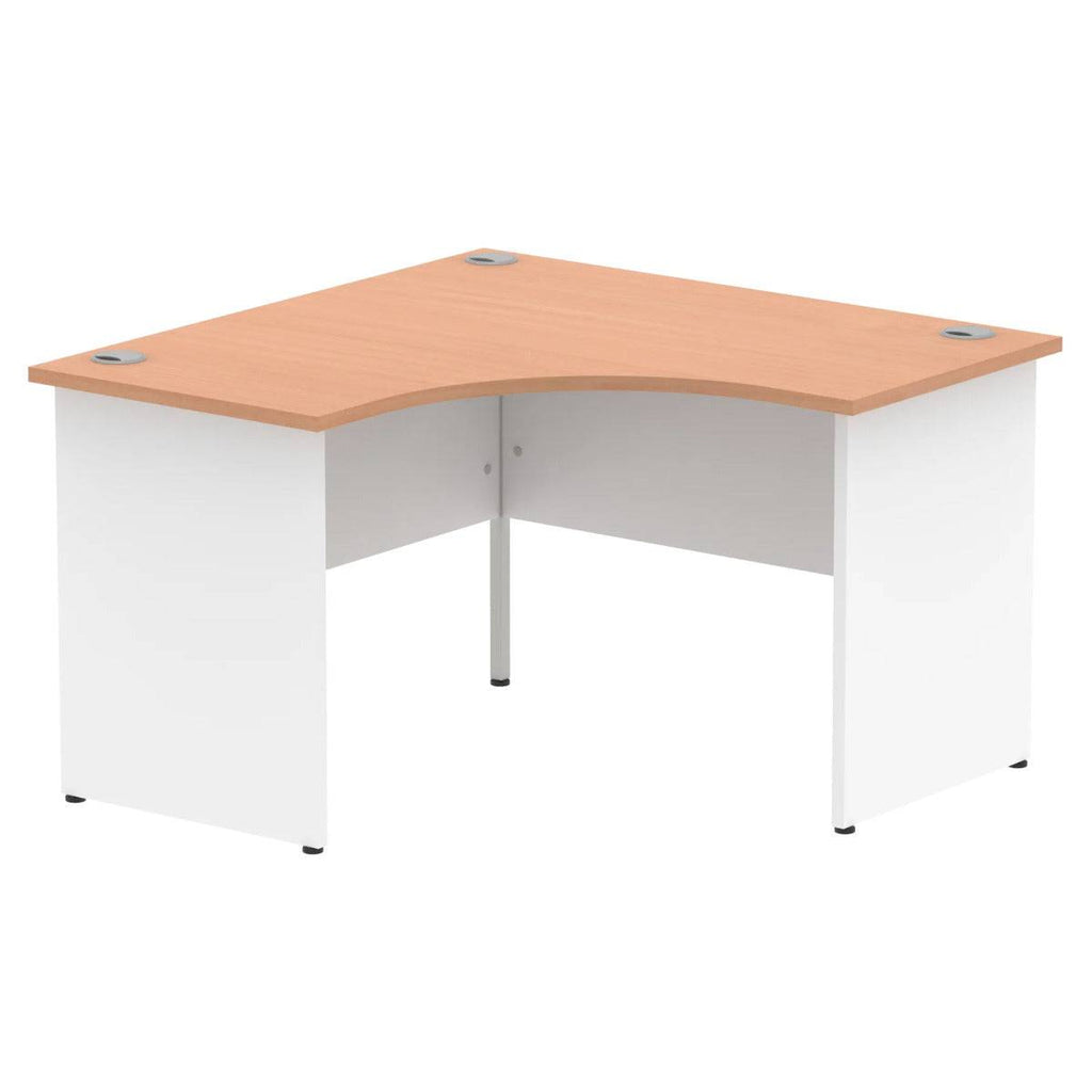 Impulse Crescent and Corner Desk with Beech Top and White Panel End Leg - Price Crash Furniture