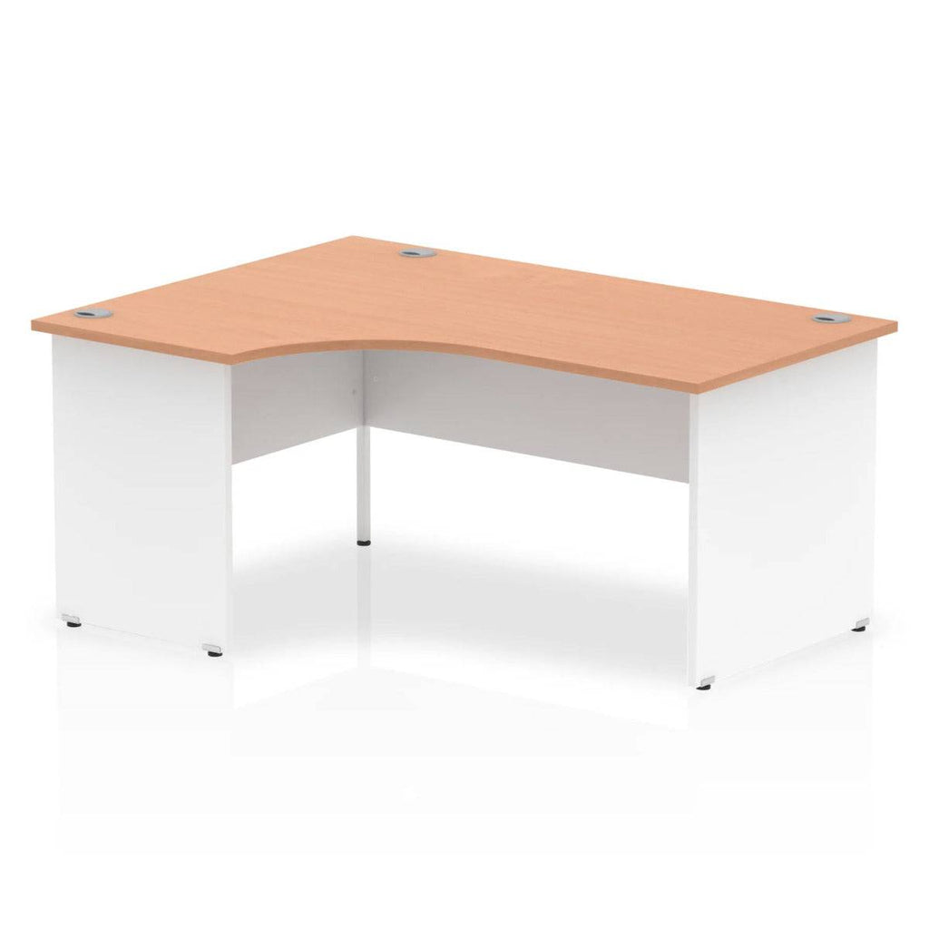 Impulse Crescent and Corner Desk with Beech Top and White Panel End Leg - Price Crash Furniture