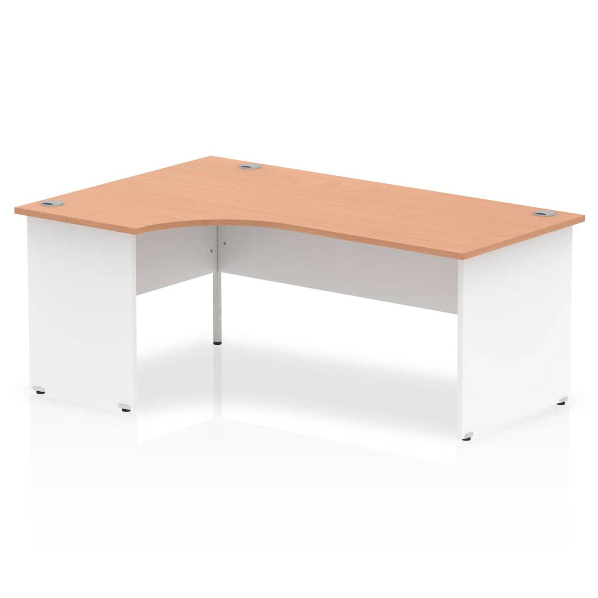 Impulse Crescent and Corner Desk with Beech Top and White Panel End Leg - Price Crash Furniture