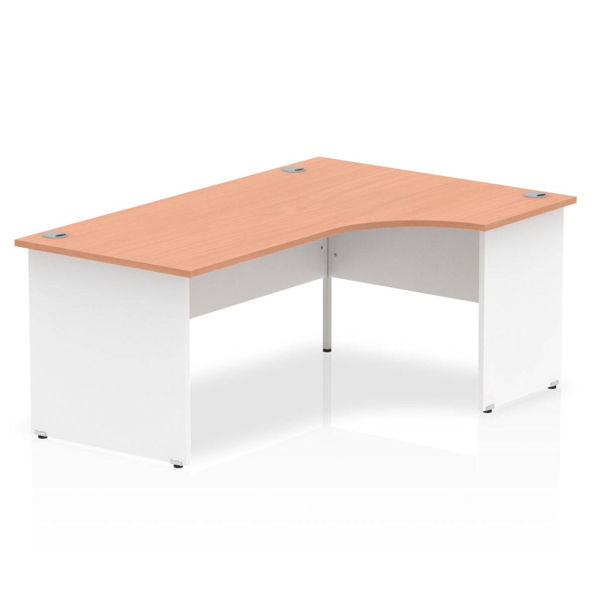 Impulse Crescent and Corner Desk with Beech Top and White Panel End Leg - Price Crash Furniture