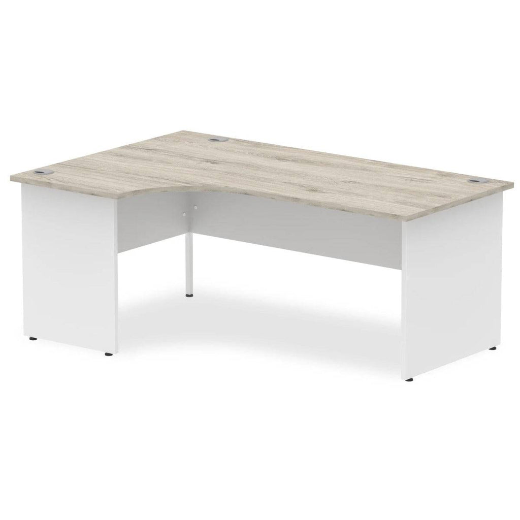 Impulse Crescent and Corner Desk with Grey Oak Top and White Panel End Leg - Price Crash Furniture