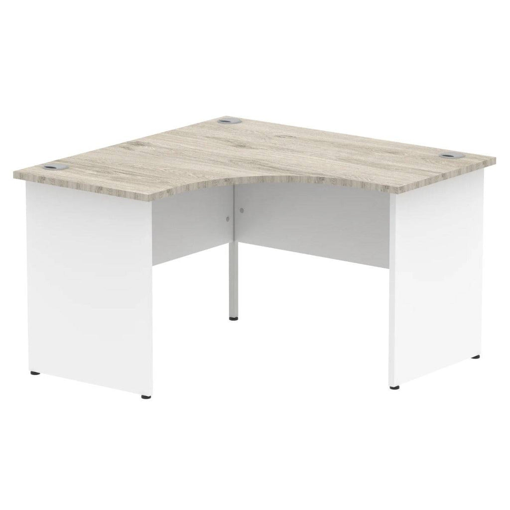 Impulse Crescent and Corner Desk with Grey Oak Top and White Panel End Leg - Price Crash Furniture