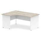 Impulse Crescent and Corner Desk with Grey Oak Top and White Panel End Leg - Price Crash Furniture