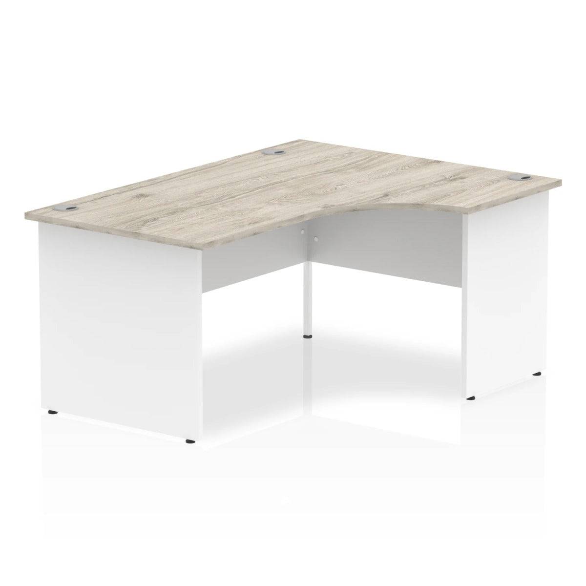 Impulse Crescent and Corner Desk with Grey Oak Top and White Panel End Leg - Price Crash Furniture