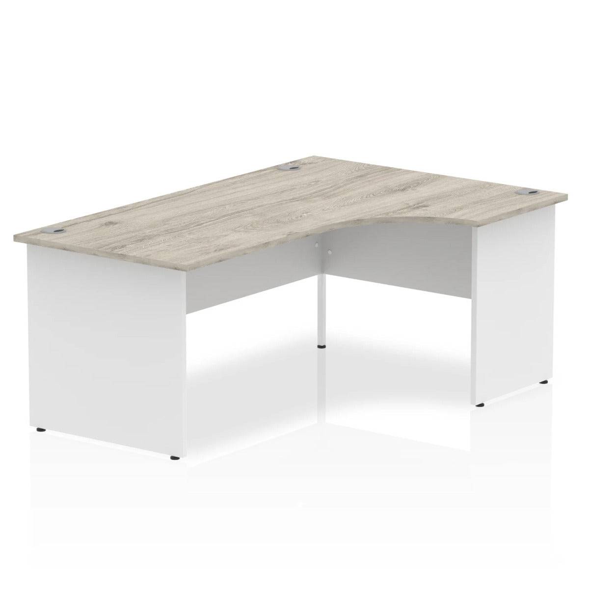 Impulse Crescent and Corner Desk with Grey Oak Top and White Panel End Leg - Price Crash Furniture