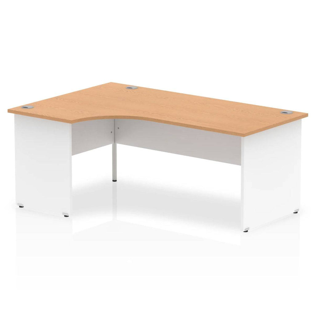 Impulse Crescent and Corner Desk with Oak Top and White Panel End Leg - Price Crash Furniture