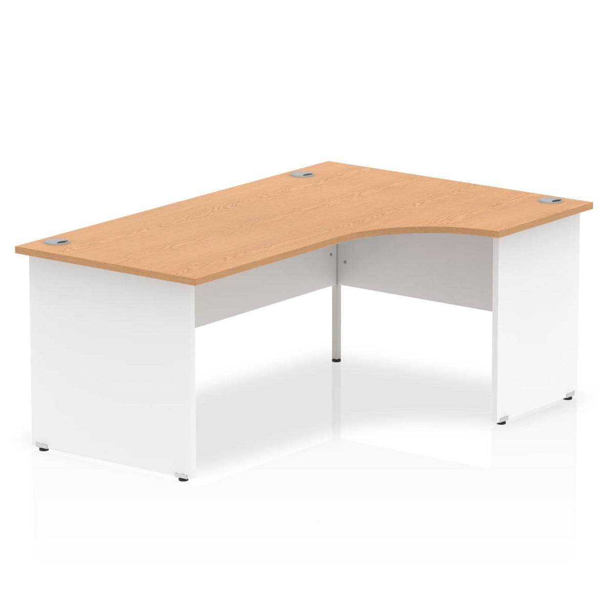 Impulse Crescent and Corner Desk with Oak Top and White Panel End Leg - Price Crash Furniture