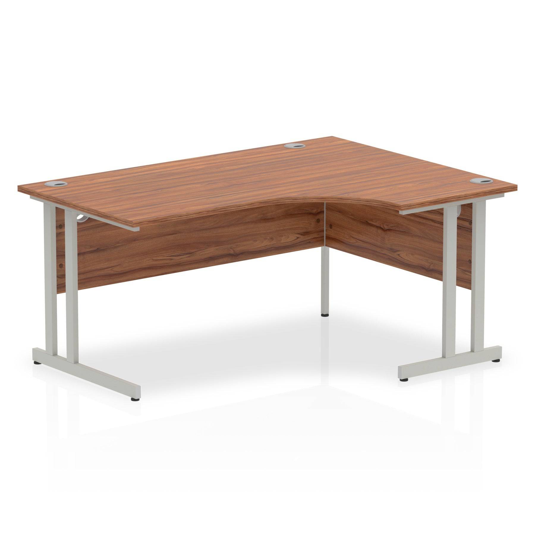 Impulse Crescent Desk Walnut Top Silver Cantilever Leg - Price Crash Furniture