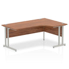 Impulse Crescent Desk Walnut Top Silver Cantilever Leg - Price Crash Furniture