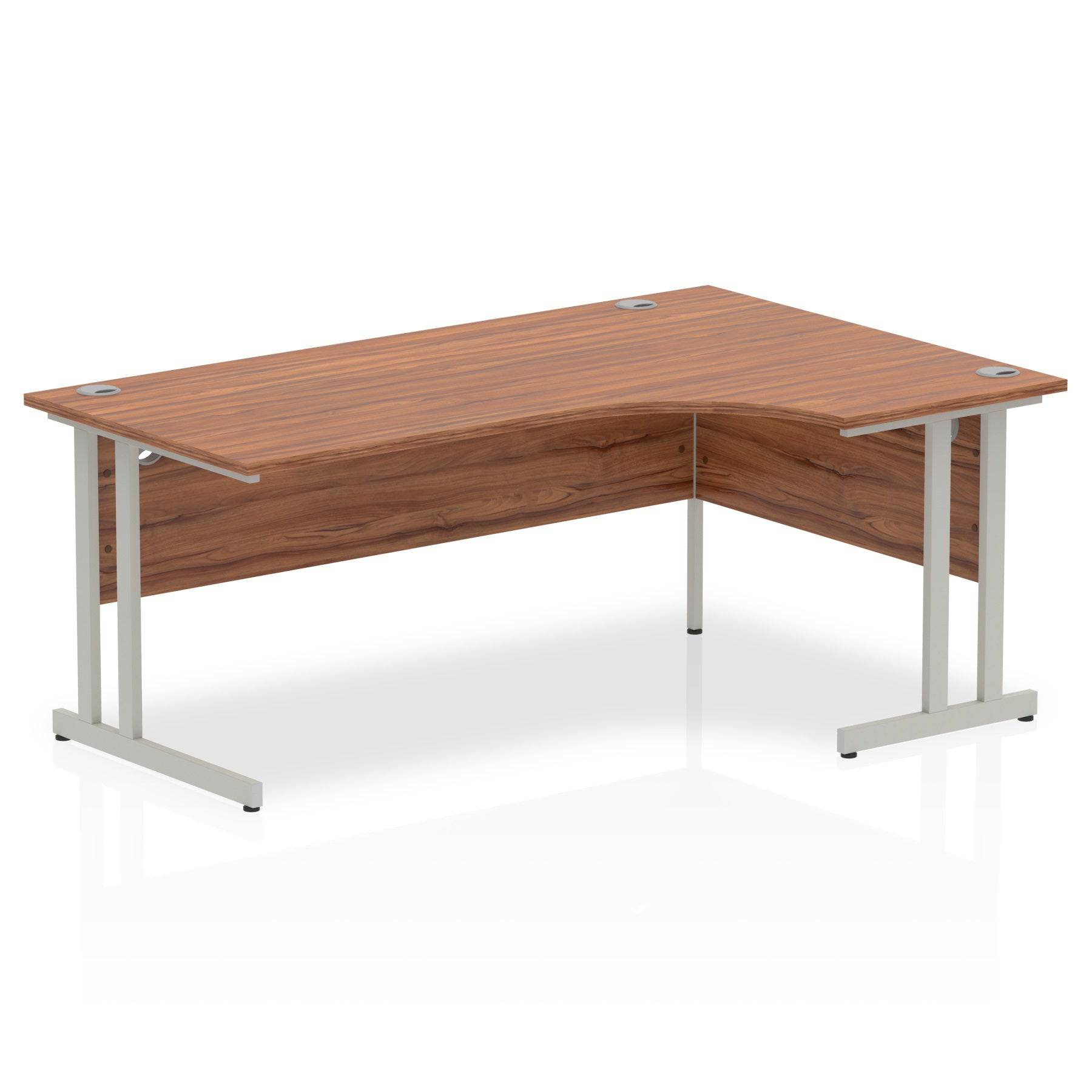 Impulse Crescent Desk Walnut Top Silver Cantilever Leg - Price Crash Furniture