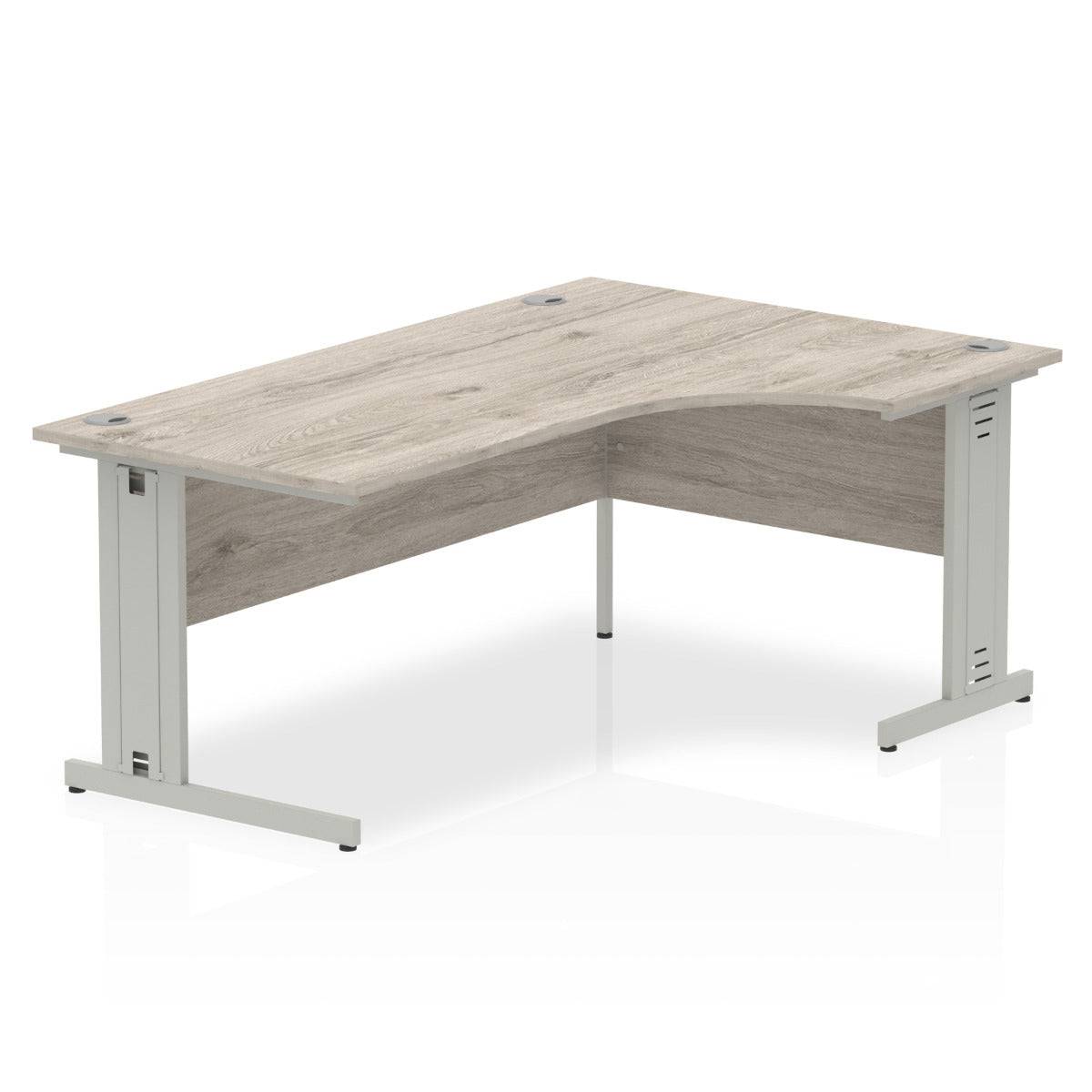 Impulse Crescent Desk with Grey Oak Top Silver Cable Managed Leg - Price Crash Furniture