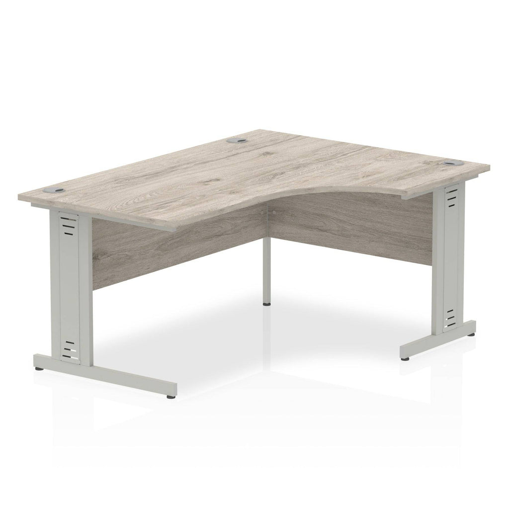 Impulse Crescent Desk with Grey Oak Top Silver Cable Managed Leg - Price Crash Furniture
