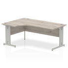 Impulse Crescent Desk with Grey Oak Top Silver Cable Managed Leg - Price Crash Furniture