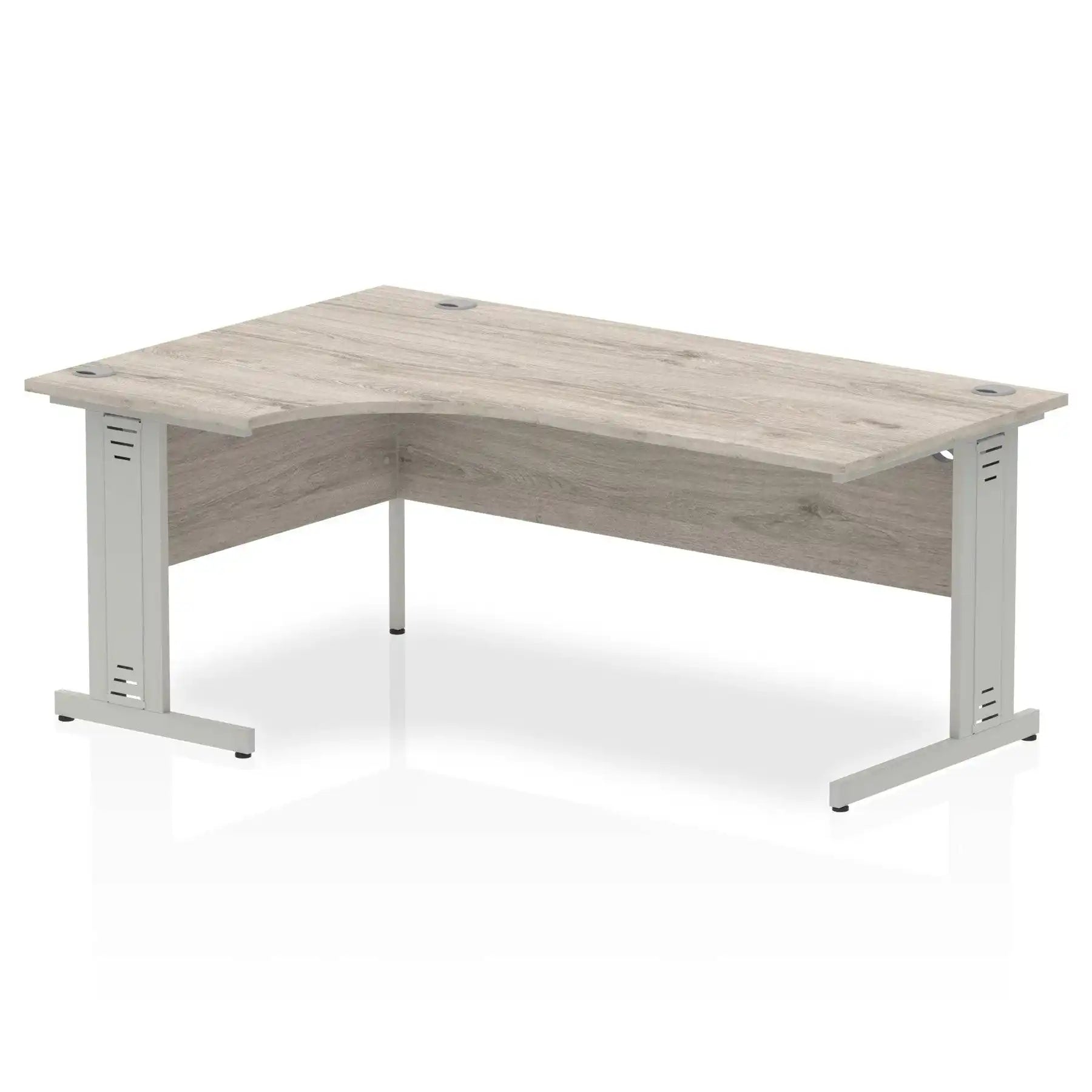 Impulse Crescent Desk with Grey Oak Top Silver Cable Managed Leg - Price Crash Furniture