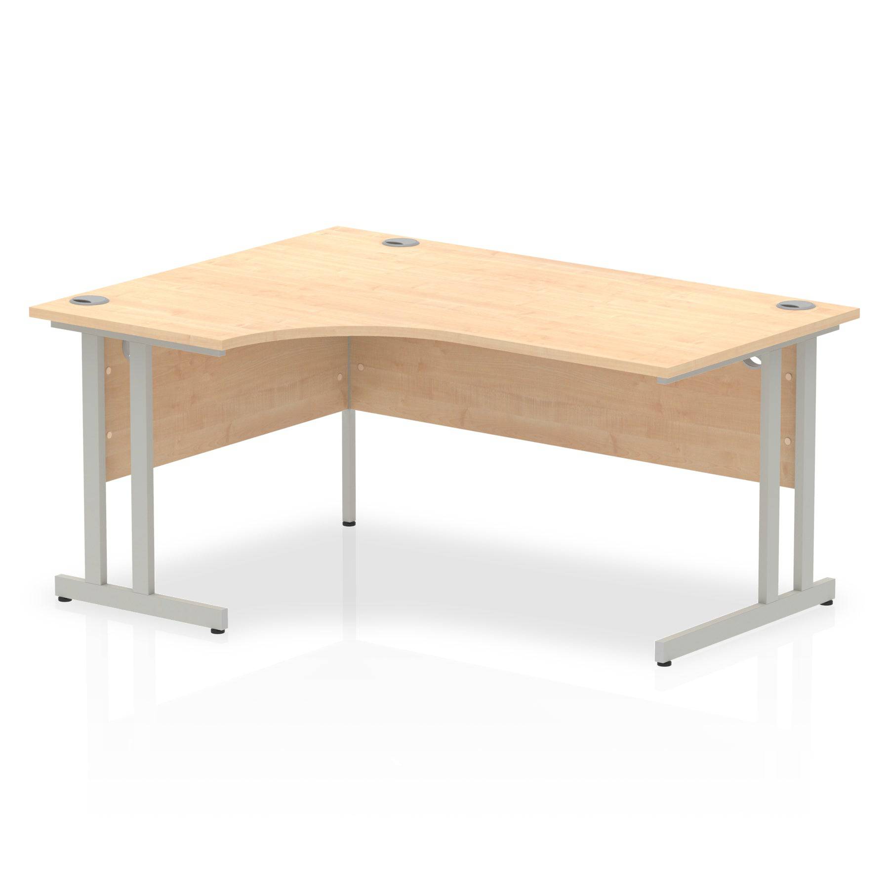 Impulse Crescent Desk with Maple Top and Silver Cantilever Leg - Price Crash Furniture