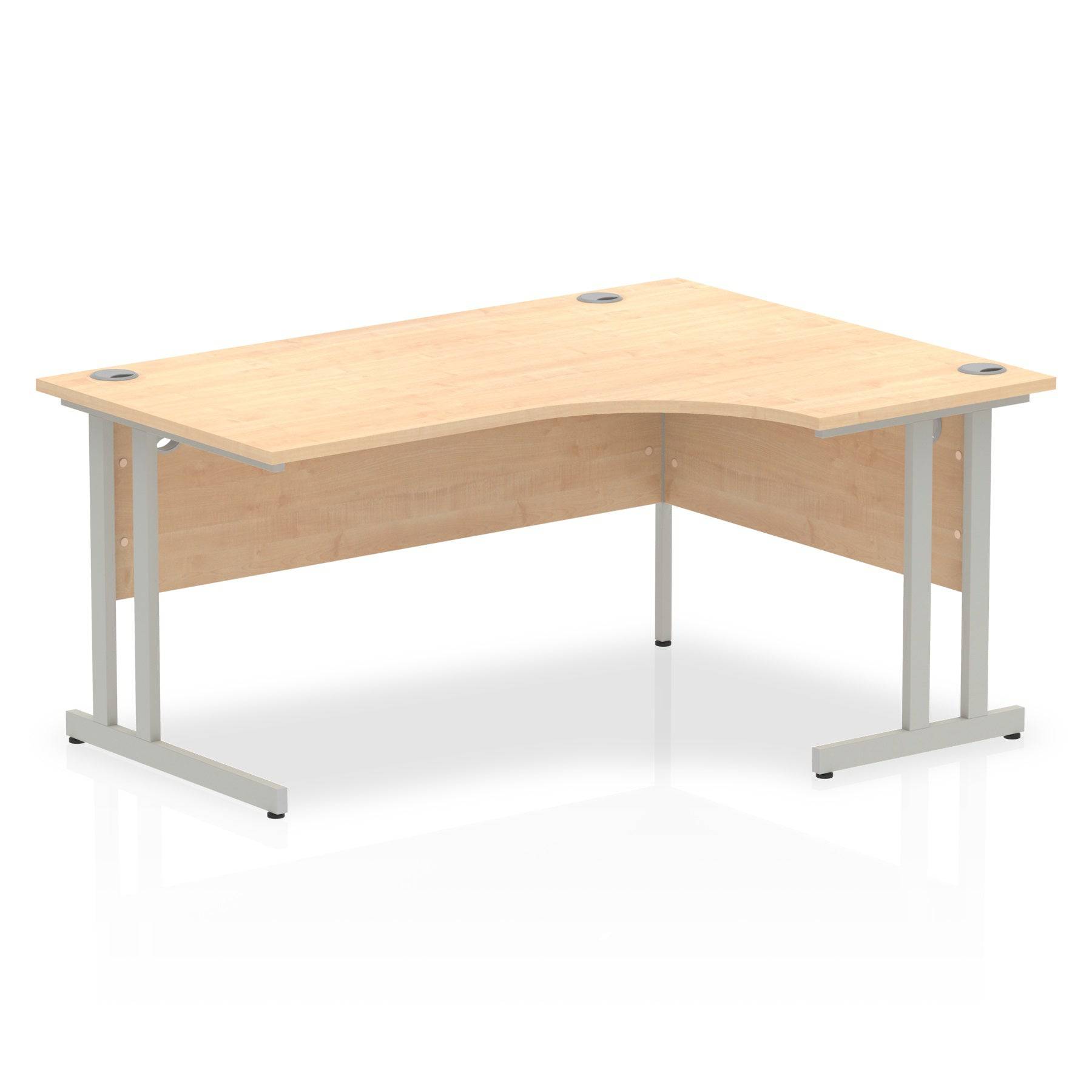 Impulse Crescent Desk with Maple Top and Silver Cantilever Leg - Price Crash Furniture