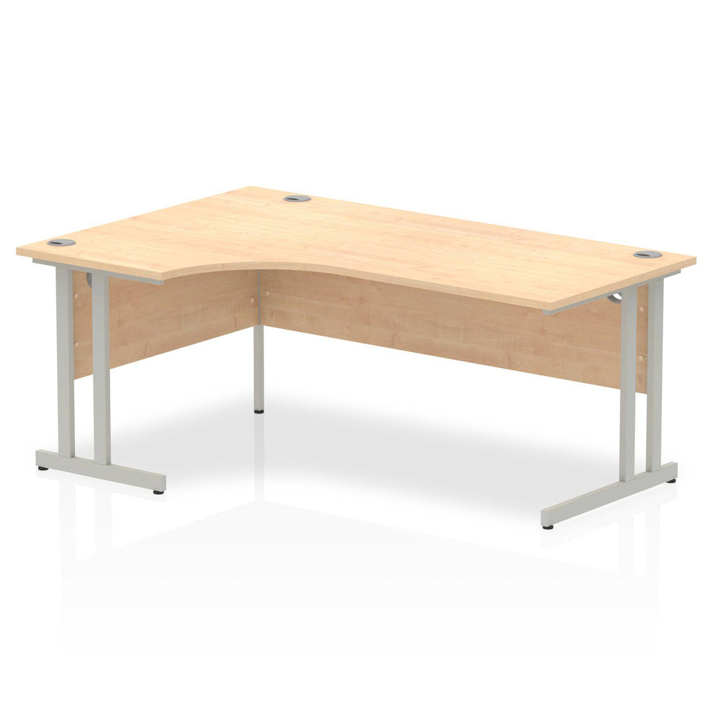 Impulse Crescent Desk with Maple Top and Silver Cantilever Leg - Price Crash Furniture