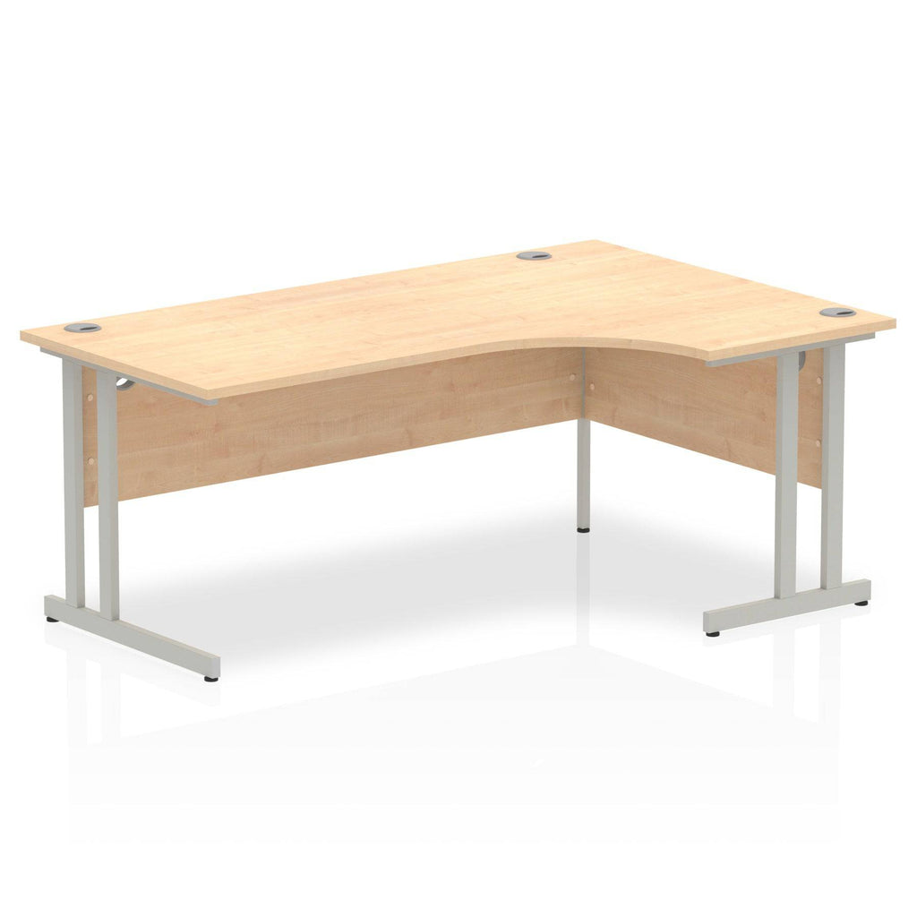 Impulse Crescent Desk with Maple Top and Silver Cantilever Leg - Price Crash Furniture