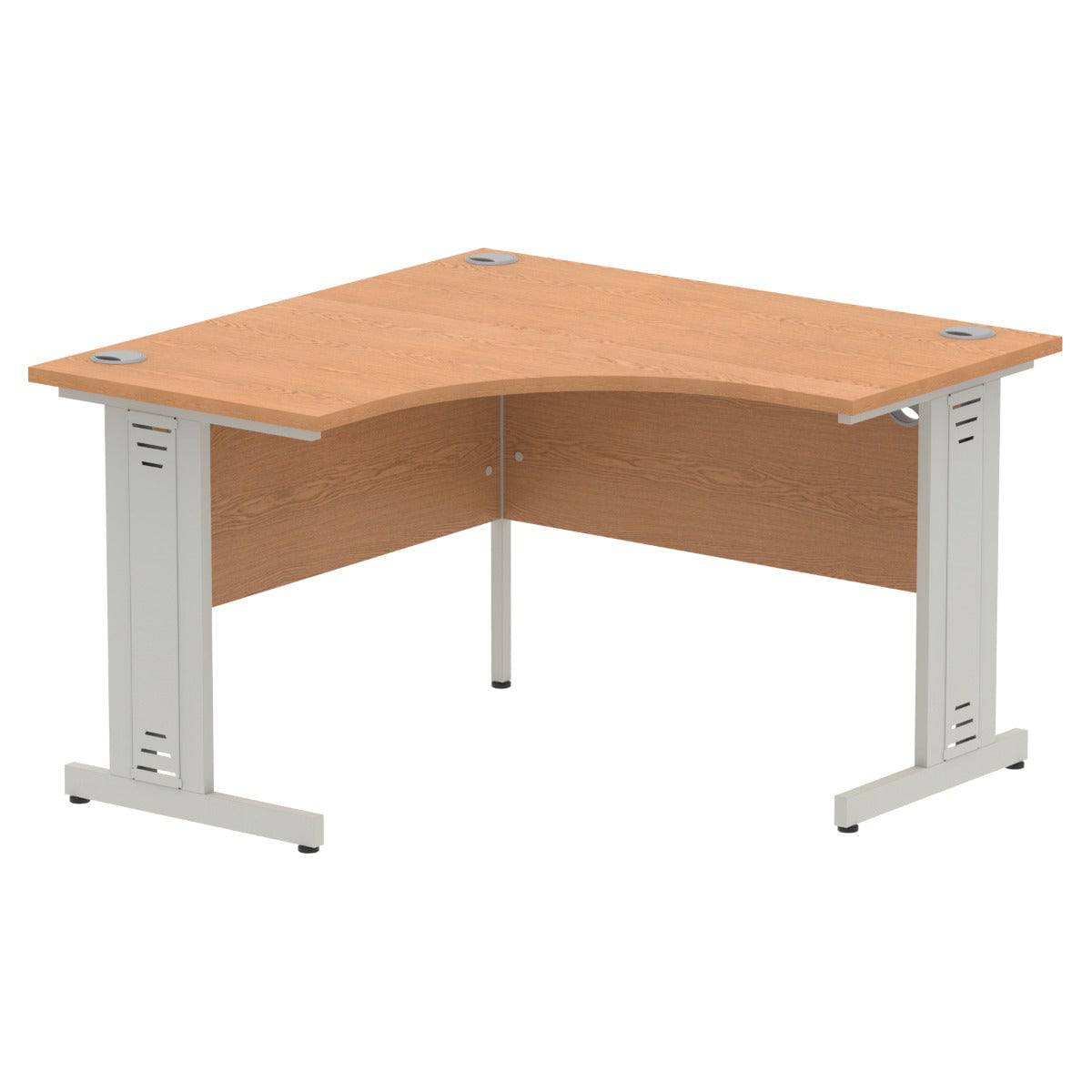 Impulse Crescent Desk with Oak Top and Silver Cable Managed Leg - Price Crash Furniture