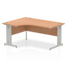 Impulse Crescent Desk with Oak Top and Silver Cable Managed Leg - Price Crash Furniture