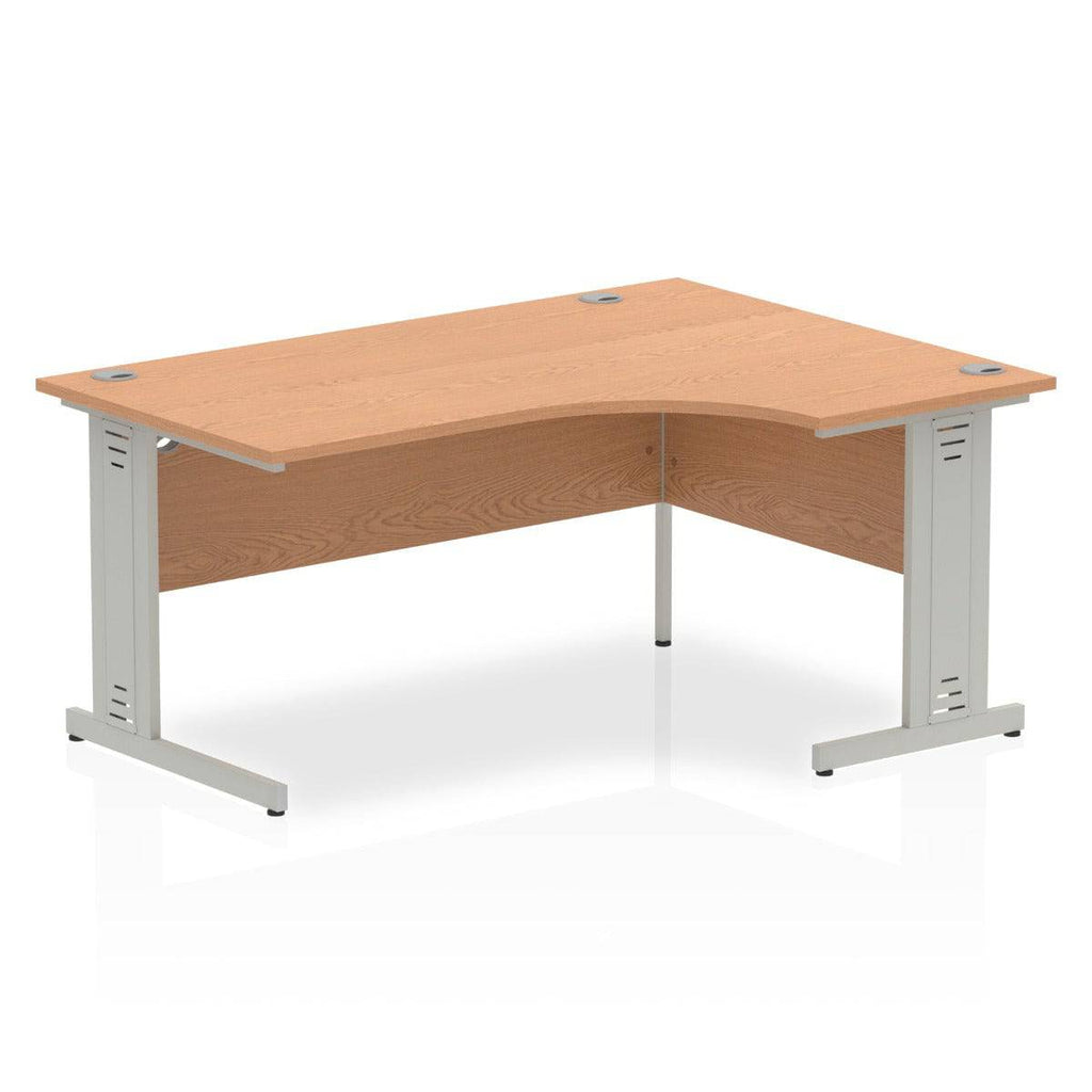 Impulse Crescent Desk with Oak Top and Silver Cable Managed Leg - Price Crash Furniture