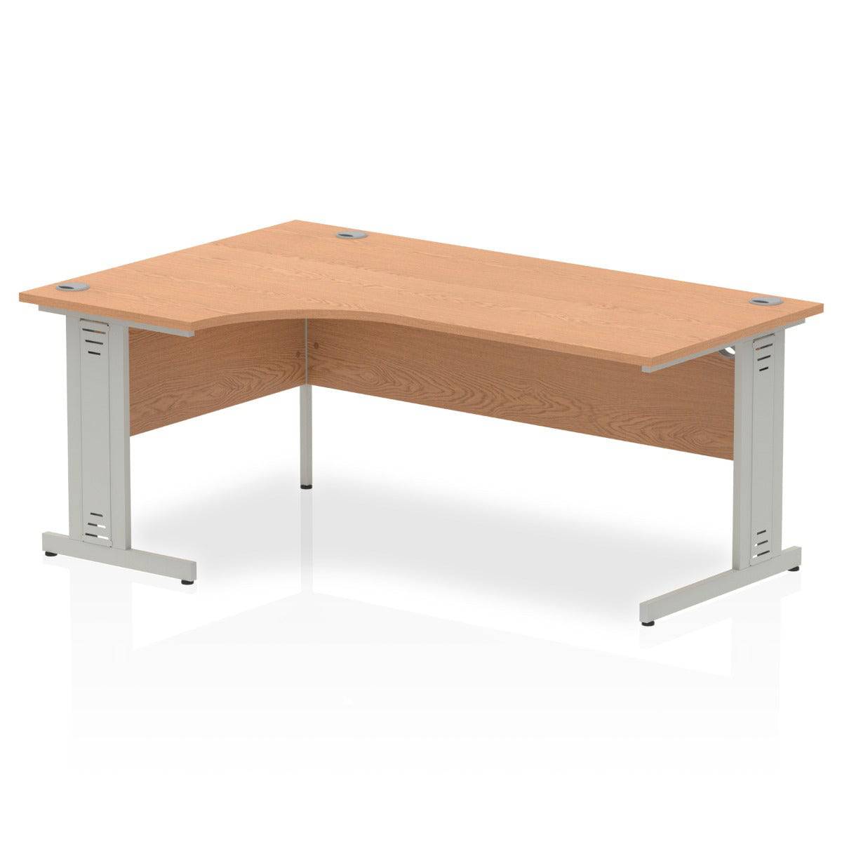 Impulse Crescent Desk with Oak Top and Silver Cable Managed Leg - Price Crash Furniture