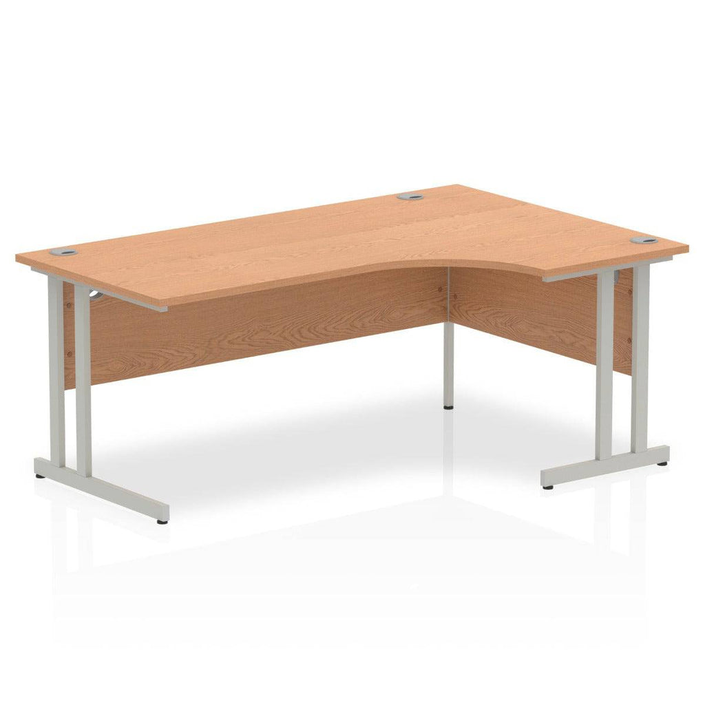 Impulse Crescent Desk with Oak Top and Silver Cantilever Leg - Price Crash Furniture