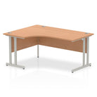 Impulse Crescent Desk with Oak Top and Silver Cantilever Leg - Price Crash Furniture