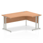 Impulse Crescent Desk with Oak Top and Silver Cantilever Leg - Price Crash Furniture