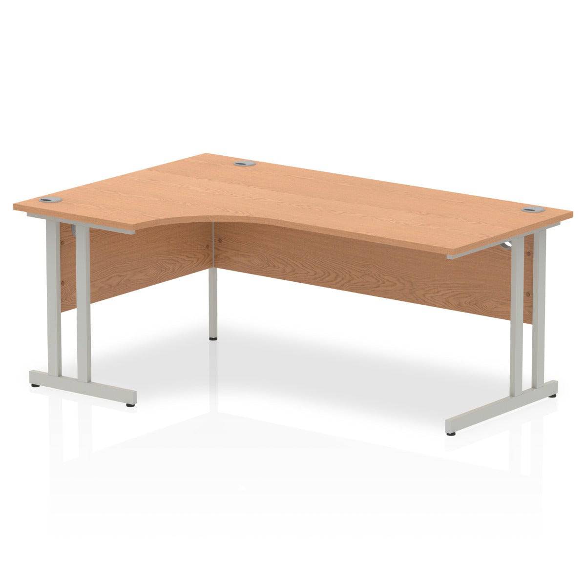 Impulse Crescent Desk with Oak Top and Silver Cantilever Leg - Price Crash Furniture