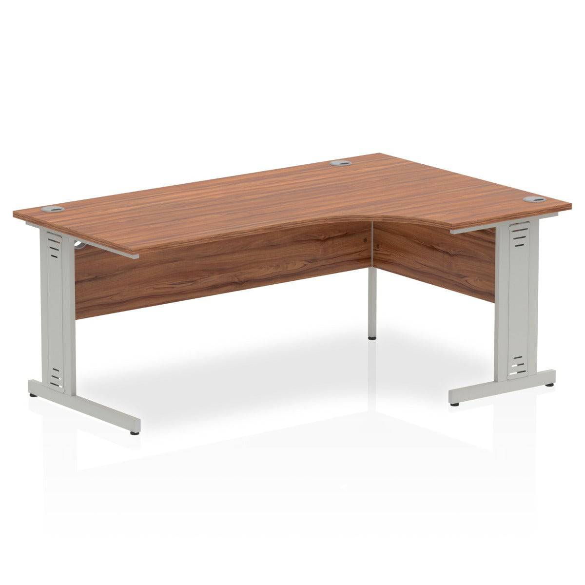 Impulse Crescent Desk with Walnut Top and Silver Cable Managed Leg - Price Crash Furniture