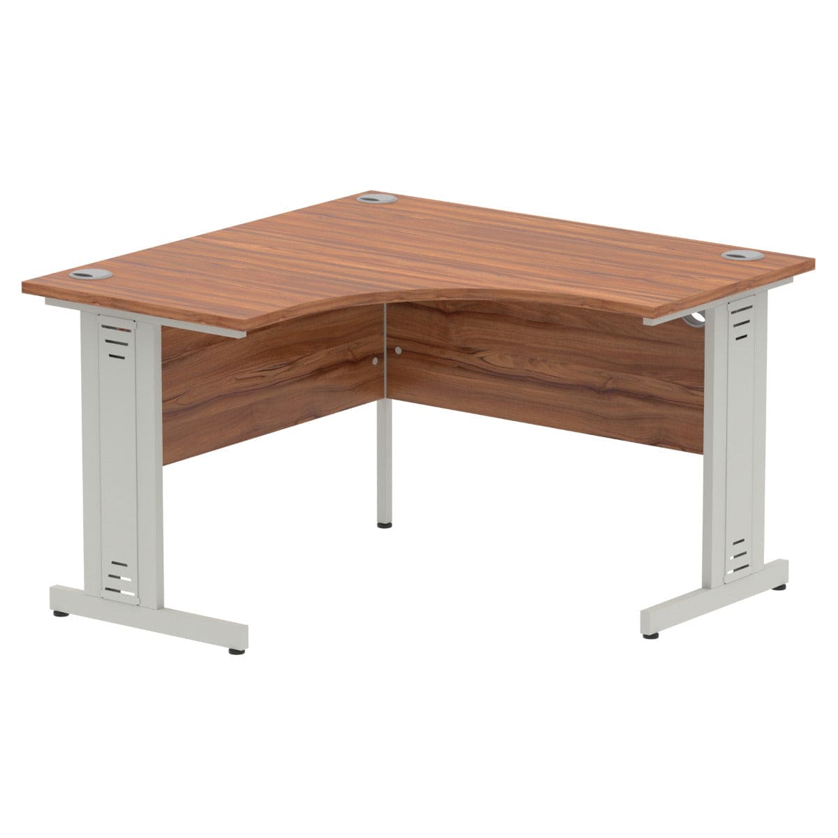 Impulse Crescent Desk with Walnut Top and Silver Cable Managed Leg - Price Crash Furniture