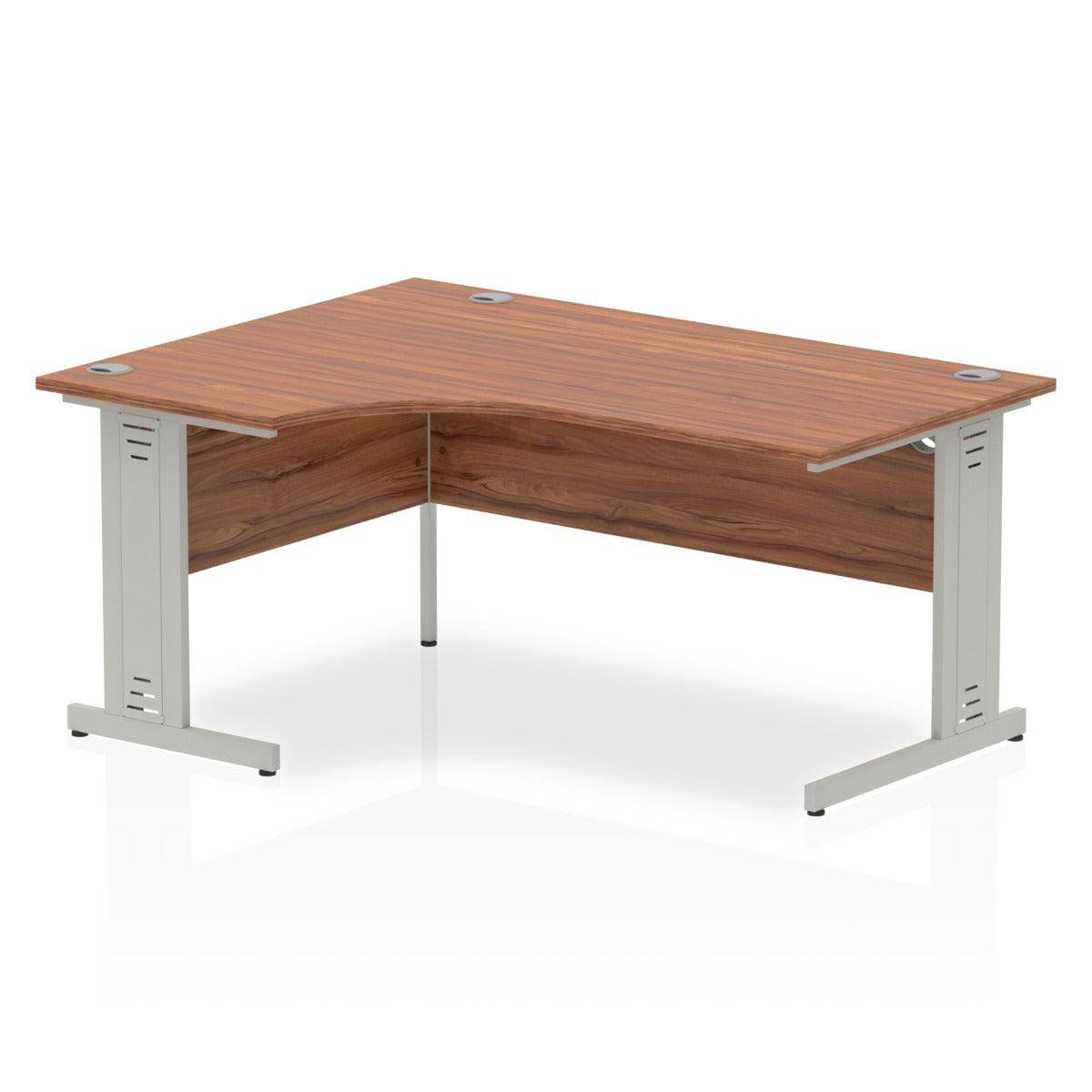 Impulse Crescent Desk with Walnut Top and Silver Cable Managed Leg - Price Crash Furniture