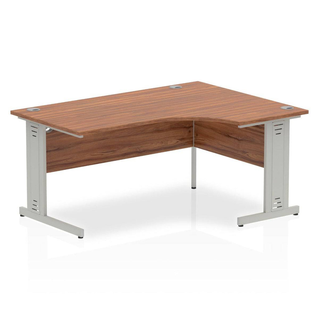 Impulse Crescent Desk with Walnut Top and Silver Cable Managed Leg - Price Crash Furniture