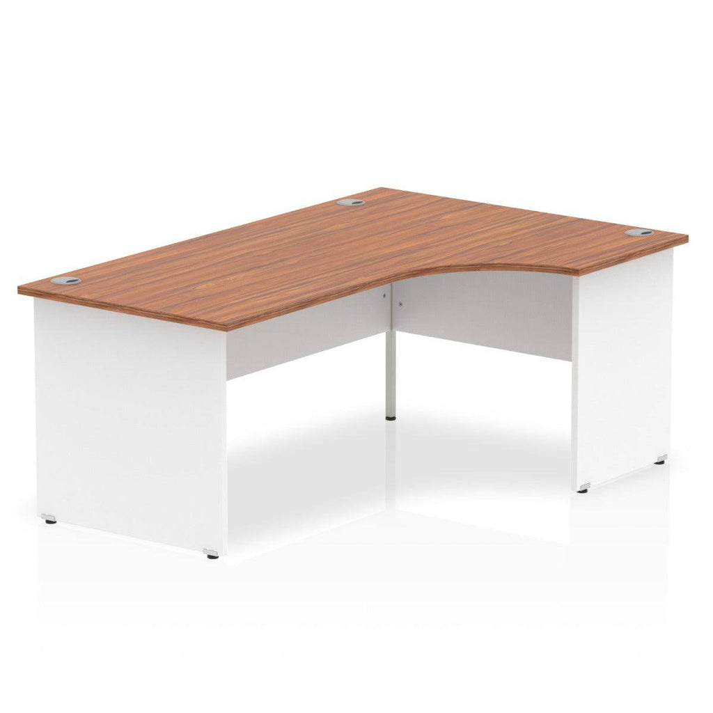 Impulse Crescent Desk with Walnut Top and White Panel End Leg - Price Crash Furniture