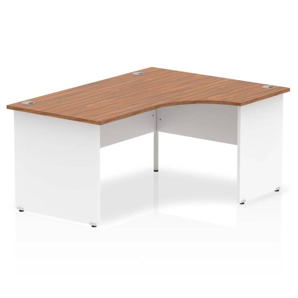 Impulse Crescent Desk with Walnut Top and White Panel End Leg - Price Crash Furniture