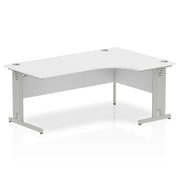Impulse Crescent Desk with White Top and Silver Cable Managed Leg - Price Crash Furniture