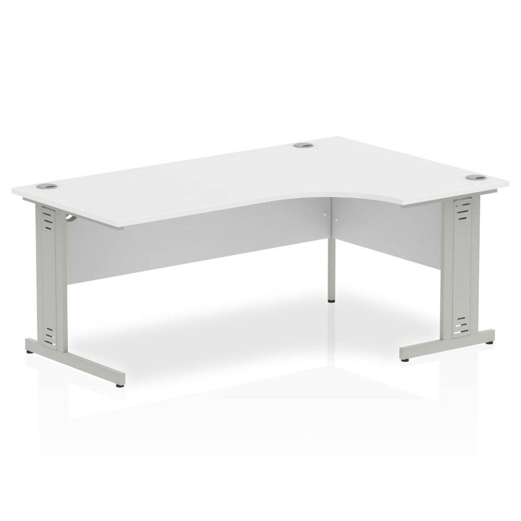 Impulse Crescent Desk with White Top and Silver Cable Managed Leg - Price Crash Furniture
