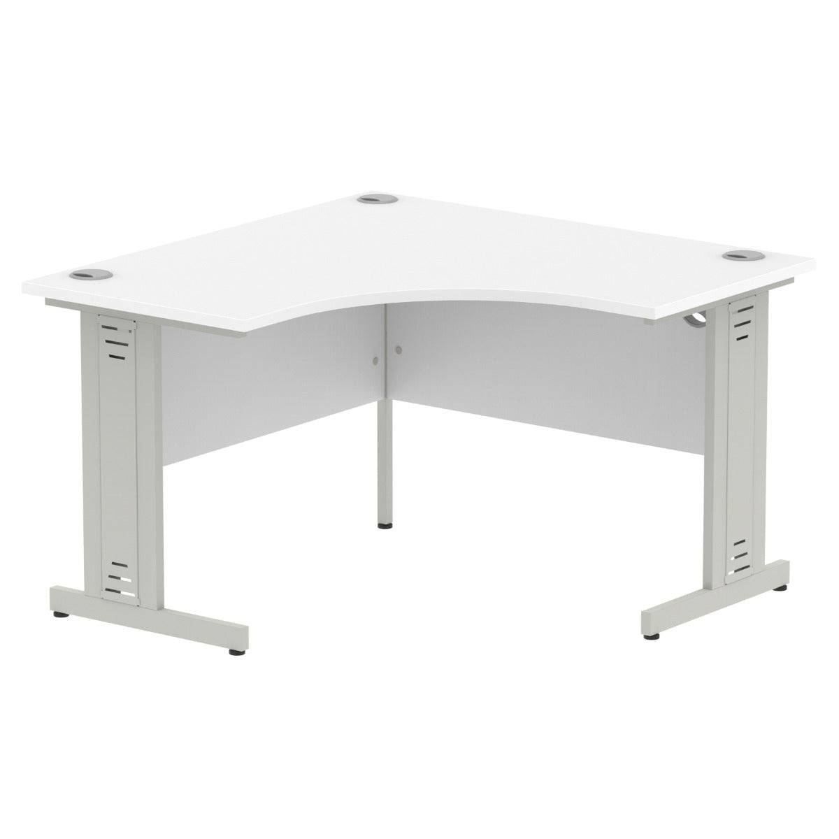 Impulse Crescent Desk with White Top and Silver Cable Managed Leg - Price Crash Furniture