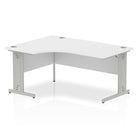 Impulse Crescent Desk with White Top and Silver Cable Managed Leg - Price Crash Furniture