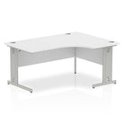 Impulse Crescent Desk with White Top and Silver Cable Managed Leg - Price Crash Furniture