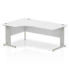 Impulse Crescent Desk with White Top and Silver Cable Managed Leg - Price Crash Furniture